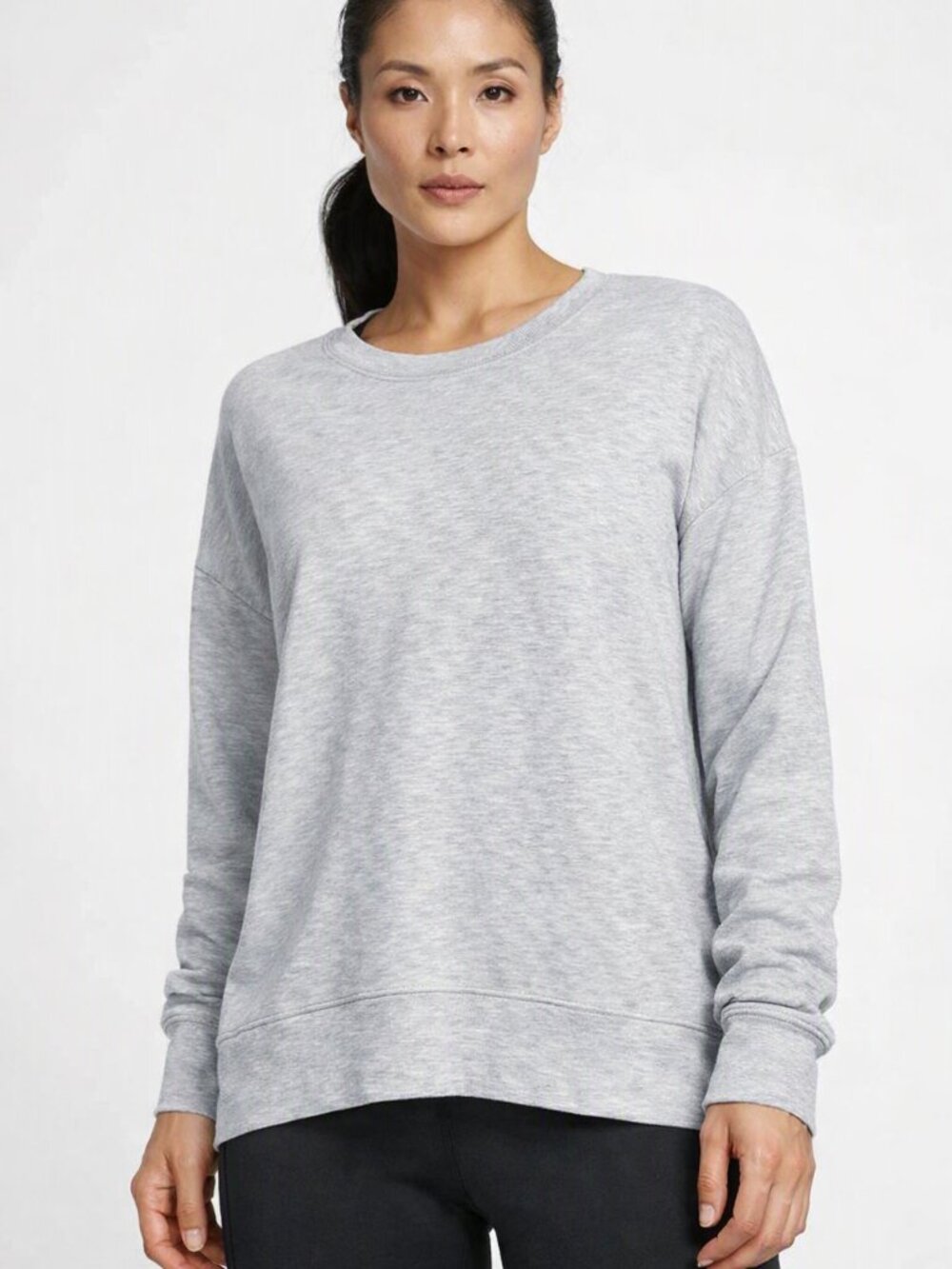 Athleta Balance Pullover in Salutation Stripe Light Grey Size XS